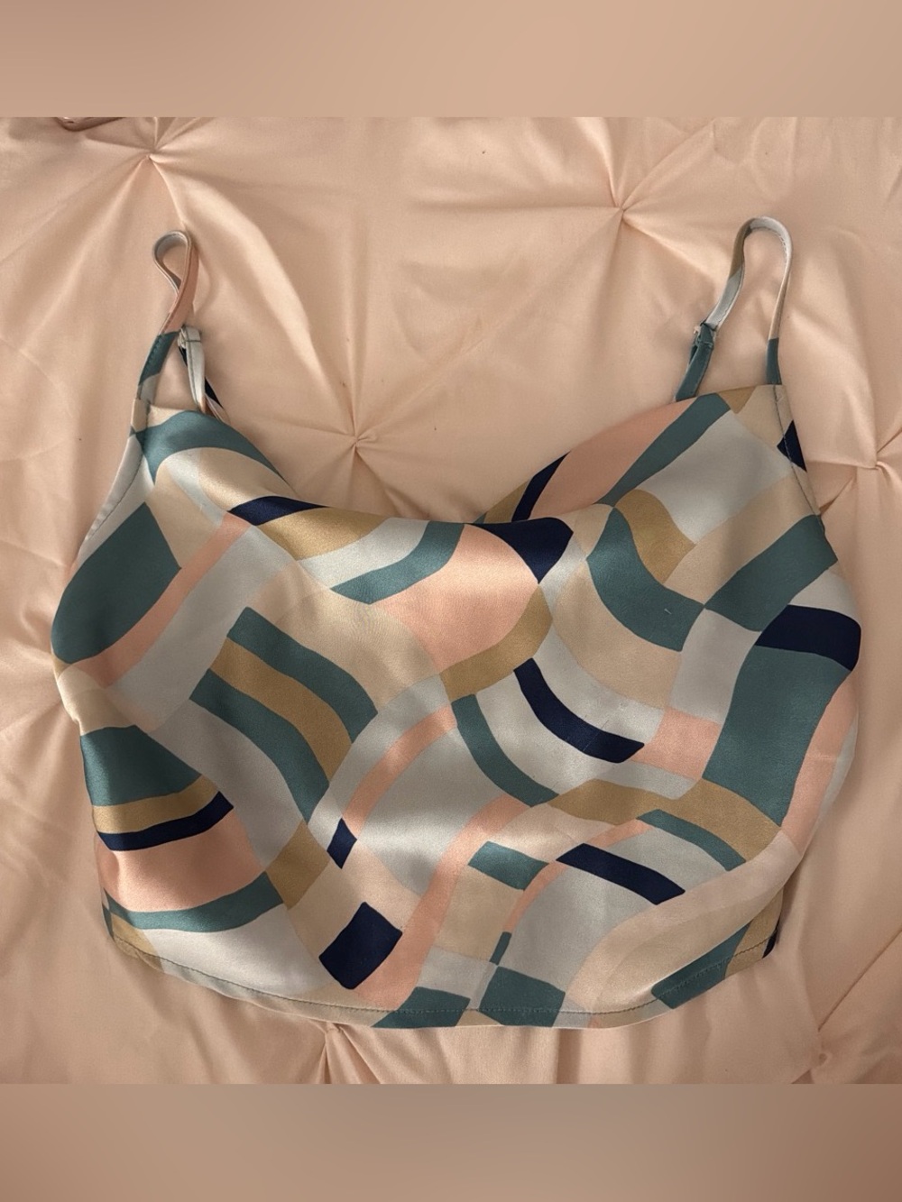 Multicolor Satin Geometric Cami Top